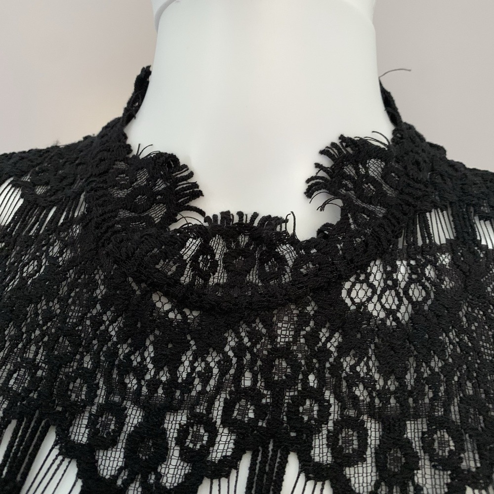 Free People Lace Dress. Black lace and open back make it sexy and comf- SZ Large - Picture 9 of 16